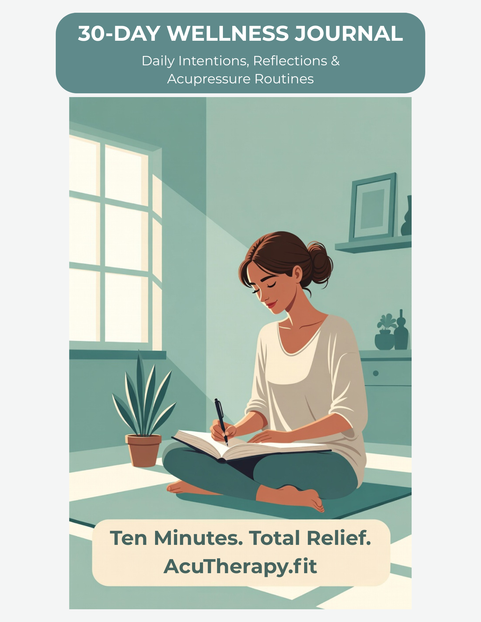 30-Day Wellness Journal — Printable Daily Intentions, Reflections & Acupressure Routines