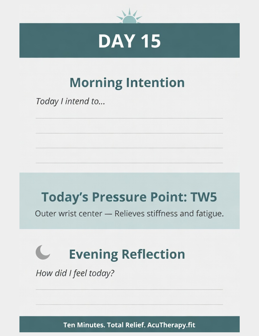 30-Day Wellness Journal — Printable Daily Intentions, Reflections & Acupressure Routines