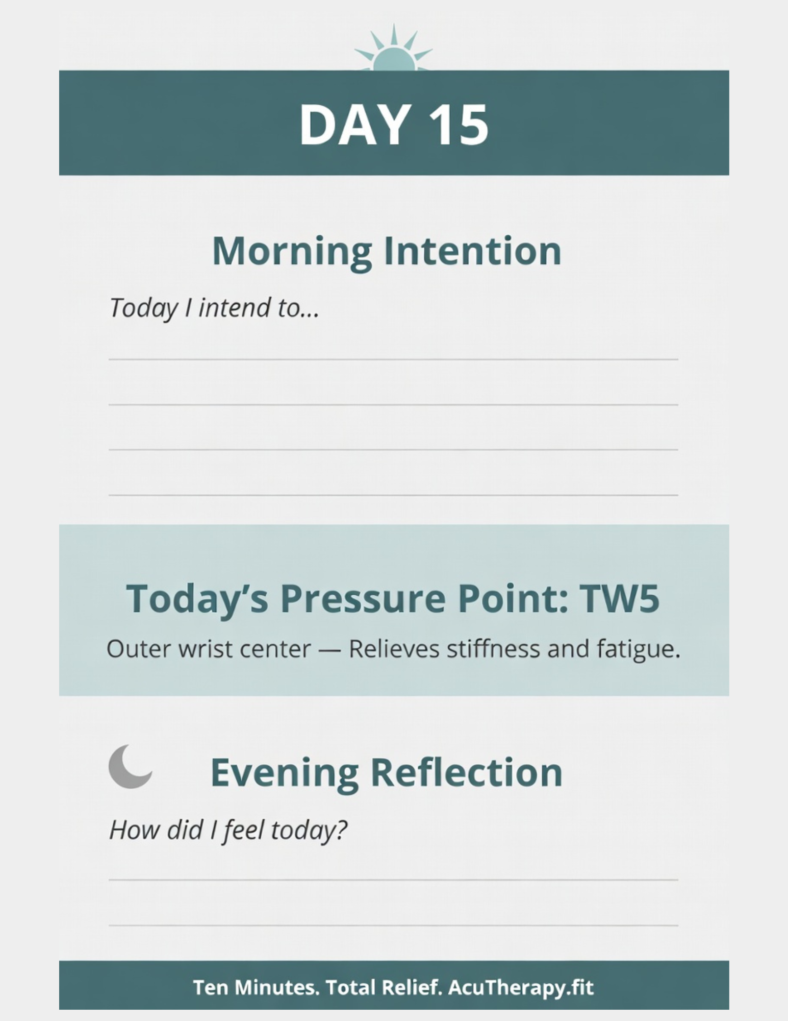 30-Day Wellness Journal — Printable Daily Intentions, Reflections & Acupressure Routines