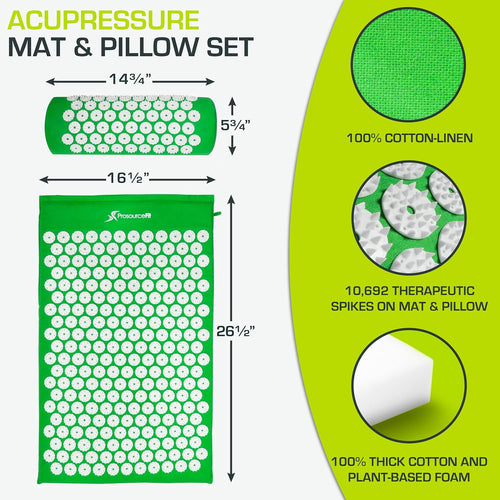 Acupressure Mat and Pillow Set for Back/Neck Pain Relief and Muscle Relaxation